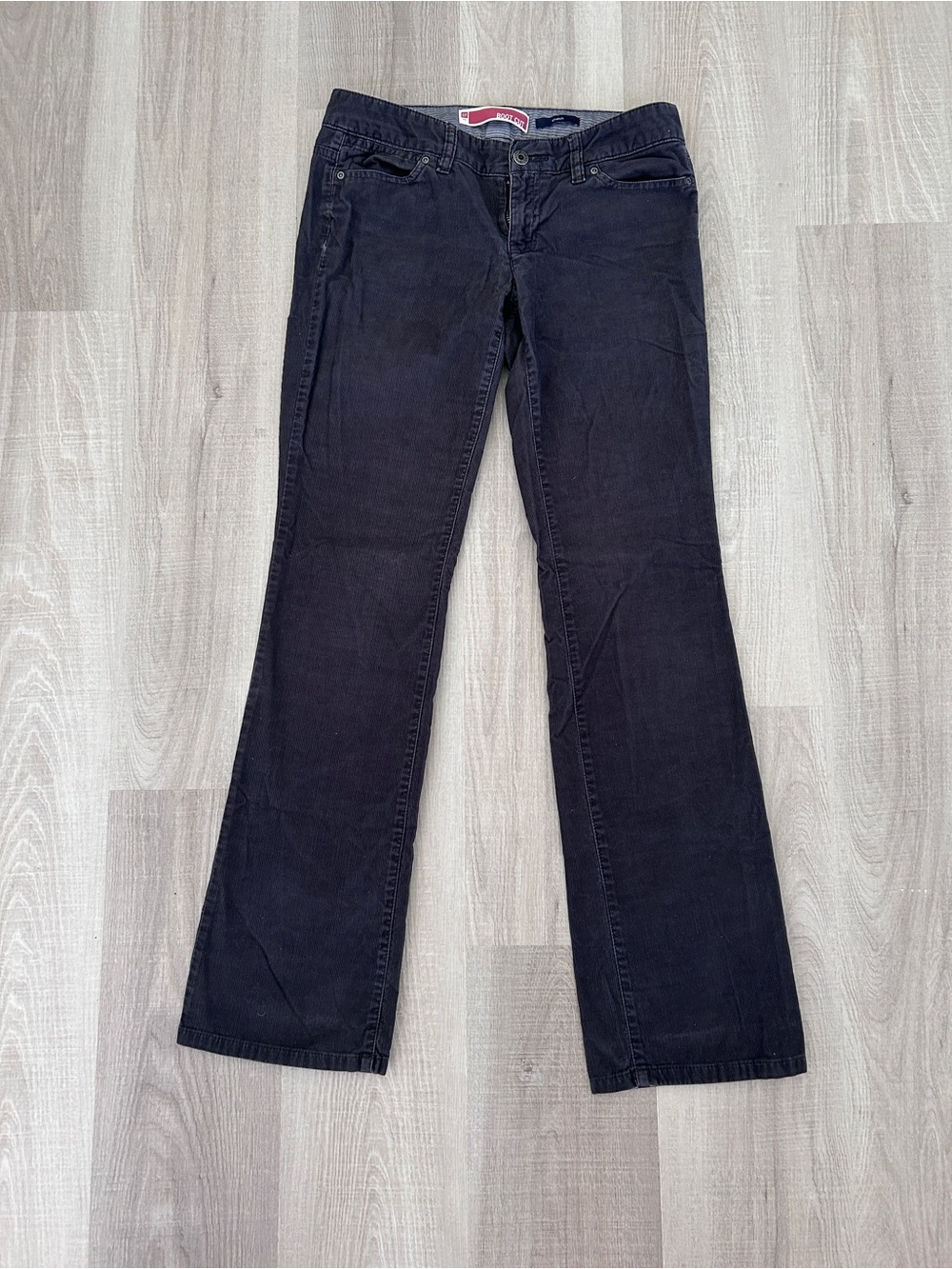 GAP Fine Corduroy Stretch Boot Cut Dark Grey Blue Pants Size 2